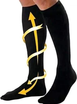 Compressiekousen Maat XXL (45-47) **BEST QUALITY** / Steunkousen / Compression Socks – Elastisch - Zwart / Werksokken / Sportsokken / Heren/Dames/Unisex – Running Socks / Gesloten