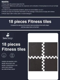 Sens Design Fitness Mat - 18 Stuks Fitness Tegels - 30x30x1 Cm - Zwart -Merkloos Winkel 900x1200 132