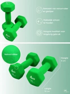 JPS Sports® Dumbells - Gewichten - Dumbells 4kg - Dumbells Set 2 X 4 Kg - Zeshoekig - Duurzaam - Groen -Merkloos Winkel 902x1200 33