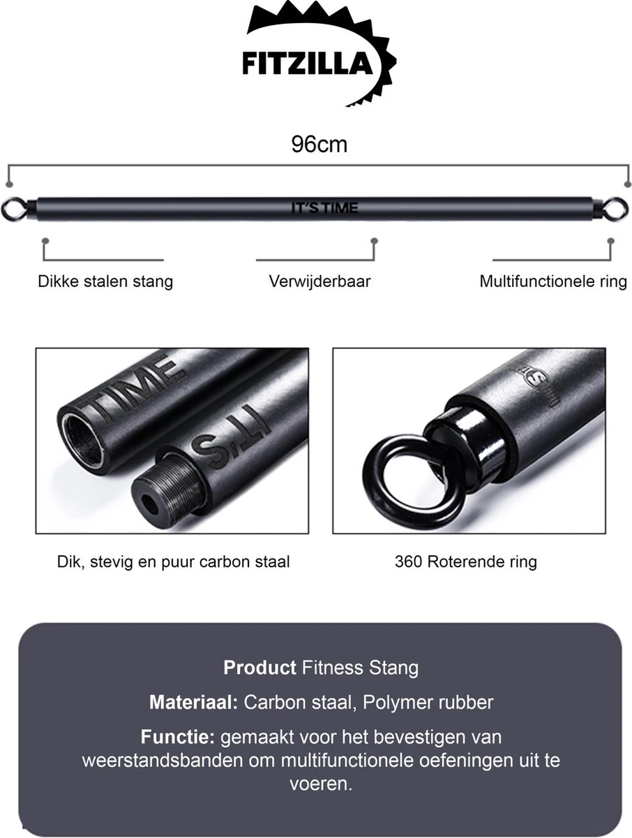 FITZILLA - Weerstandsband - Fitness Elastiek - Resistance Band - Tot 60kg - Halter - Opbergtas 8 FITZILLA - Weerstandsband - Fitness Elastiek - Resistance Band - Tot 60kg - Halter - Opbergtas - Afbeelding 6