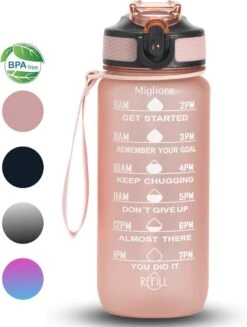 Migliore Bidon 600 Ml - Met Rietje - BPA Vrij - Sport - 750 Ml - Ook In 1 Liter En 2 Liter