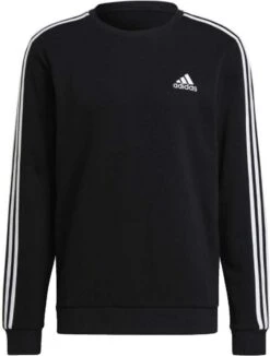 Adidas Essentials 3-Stripes Fleece Sweater Zwart Heren - Maat L