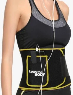 LuxuryBody® Zweetband Buik - Waist Trainer Met Zak Man/Vrouw - Afslankband - Sauna Belt - Sauna Band - Waist Shaper - Afslankgordel - One Size – Geel