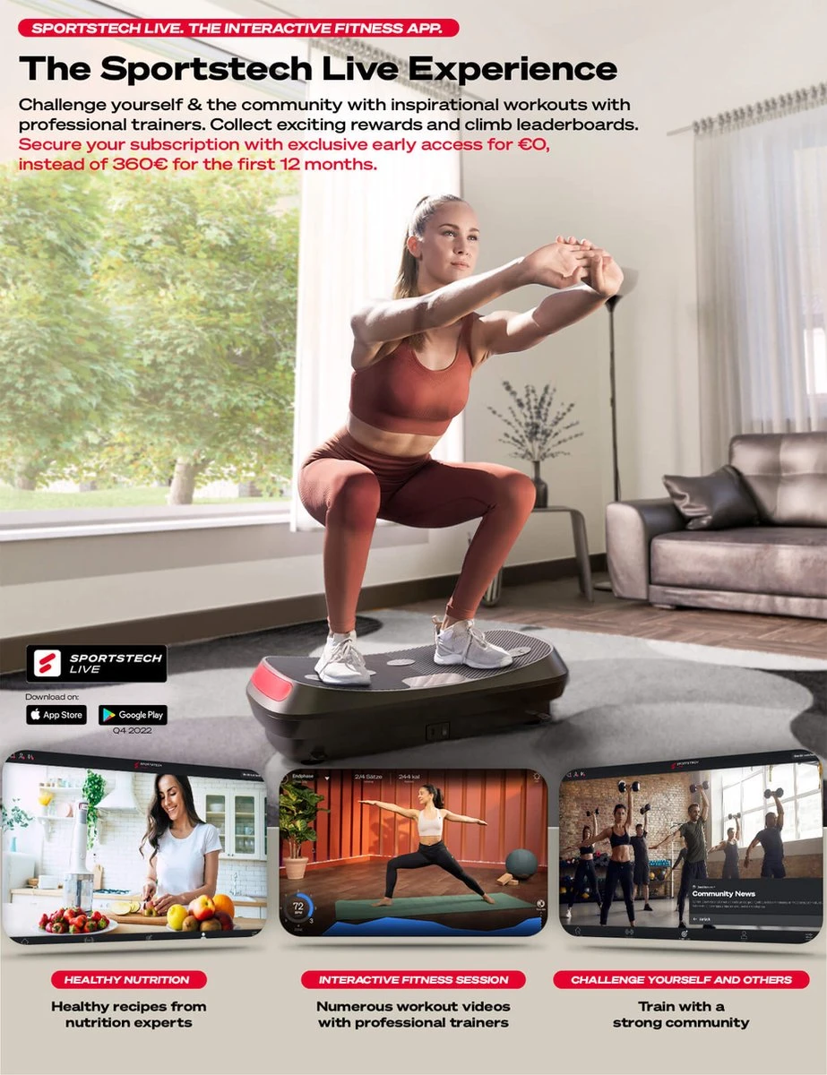 Sportstech Germany - 4D-trilplaat VP400 Met Uniek Gebogen Ontwerp 7 Sportstech Germany - 4D-trilplaat VP400 Met Uniek Gebogen Ontwerp - Afbeelding 5