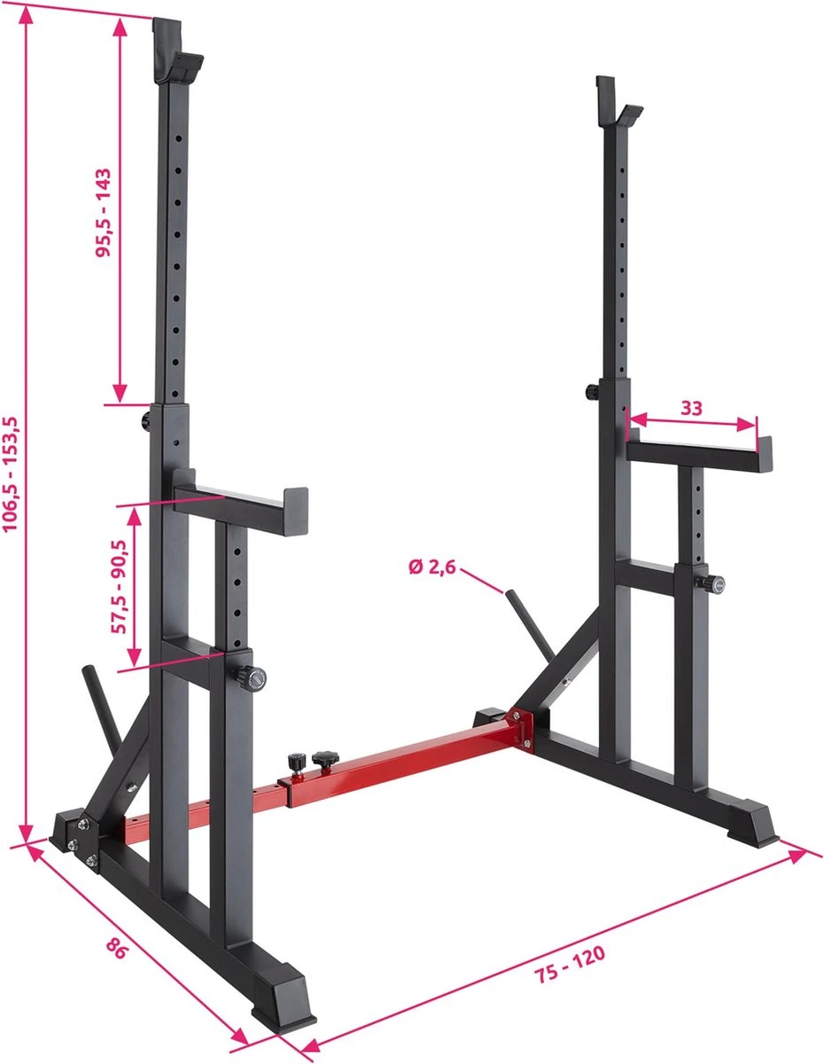 Tectake - Squat Rek - Squat Rack - Creed - Robuust - 404237 13 Tectake - Squat Rek - Squat Rack - Creed - Robuust - 404237 - Afbeelding 11