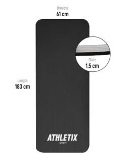 Athletix®‎ Premium NBR Fitnessmat - Yogamat - 183 X 61 X 1.5 Cm - Met Draagriem En Draagtas - Zwart -Merkloos Winkel 933x1200
