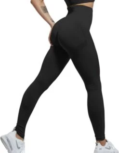 Merkloos Sportlegging Dames - Sportkleding Dames - Sportbroek Dames - Sportlegging - Push Up - Shape Legging -Tiktok Legging - Sportlegging Dames High Waist - Hardloopbroek Dames - Yoga Legging Dames - Zwart Maat XS