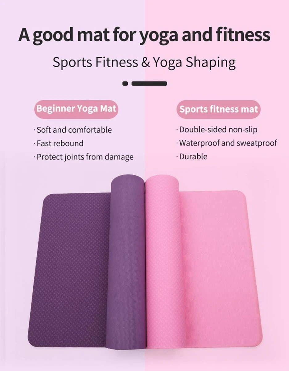 Fuegobird TPE Yoga Mat - Purper - 183 X 61 X 0.6 Cm 6 Fuegobird TPE Yoga Mat - Purper - 183 X 61 X 0.6 Cm - Afbeelding 4