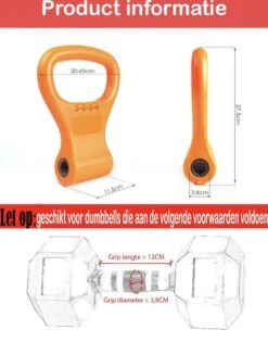 MJ Sports Premium Dumbbell To Kettlebell Grip - Dumbbell Naar Kettlebell Verstelbaar - Dumbbells - Kettlebells - Gewichten - Fitness - One Size - Oranje -Merkloos Winkel 941x1200 15