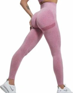 Merkloos Sportlegging Dames - Sportkleding Dames - Sportbroek Dames - Sportlegging - Push Up - Shape Legging -Tiktok Legging - Sportlegging Dames High Waist - Hardloopbroek Dames - Yoga Legging Dames - Roze Maat S