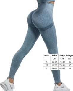 Gym Revolution - Sportlegging Dames - Sportkleding Dames - Sportbroek Dames - Sportlegging - Push Up - Shape Legging -Sportlegging Dames High Waist - Hardloopbroek Dames - Yoga Legging Dames - Licht Blauw Maat L -Merkloos Winkel 956x1200 23
