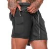 MW® Sportbroek Heren - Fitnessbroek - Sportkleding - 2 In 1 Shorts - Hardloopbroek (Zwart - L)