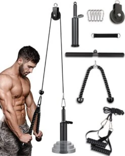 Fitness Kabelsysteem – Thuis Sporten Met Diverse Handgrepen– Katrol - Triceps Touw – Krachttraining - Lat Pulley - Krachtstation