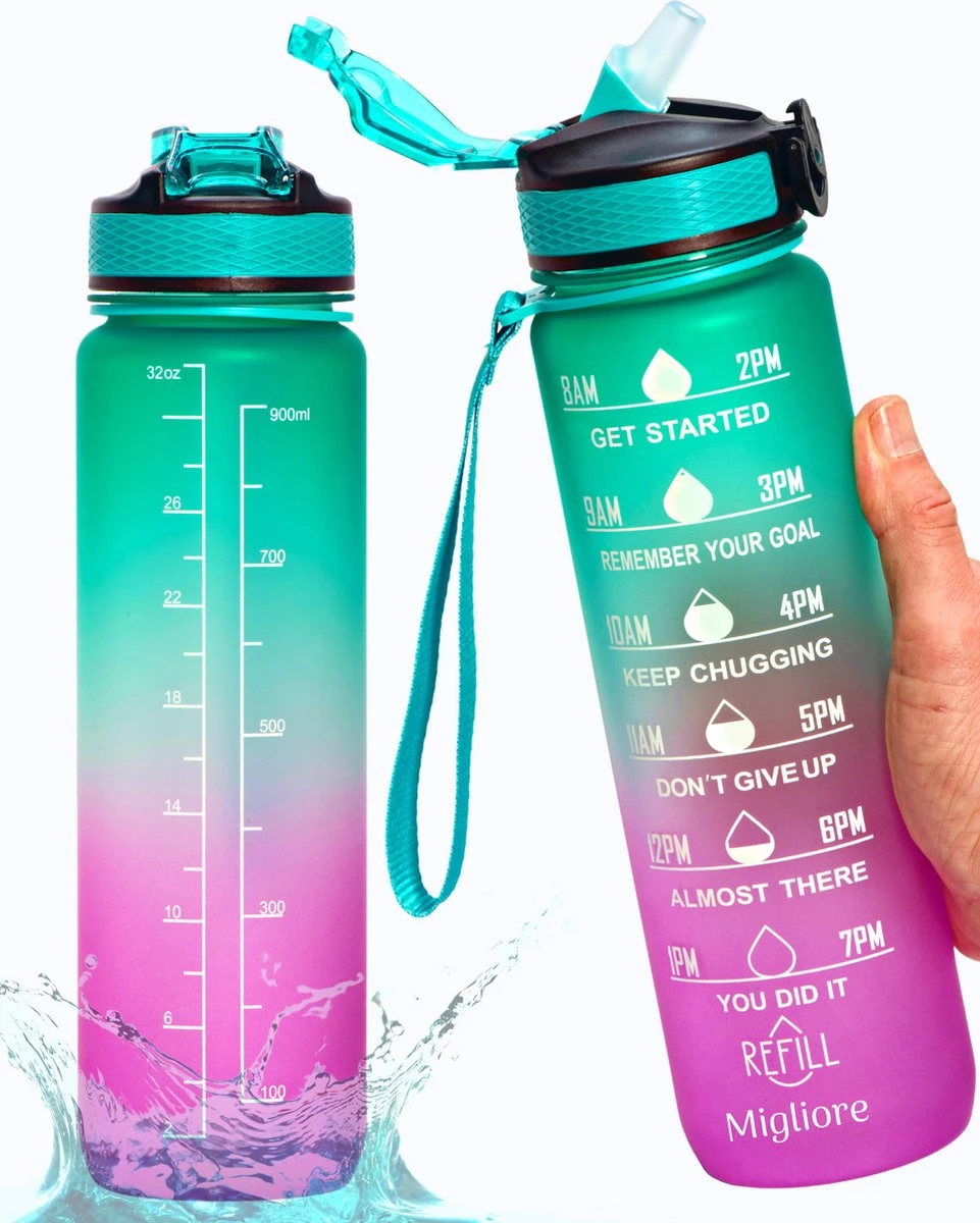 Migliore - Bidon 1 Liter - Met Rietje - BPA Vrij - Sport - Ook In 600 Ml En 2 Liter 3 Migliore - Bidon 1 Liter - Met Rietje - BPA Vrij - Sport - Ook In 600 Ml En 2 Liter