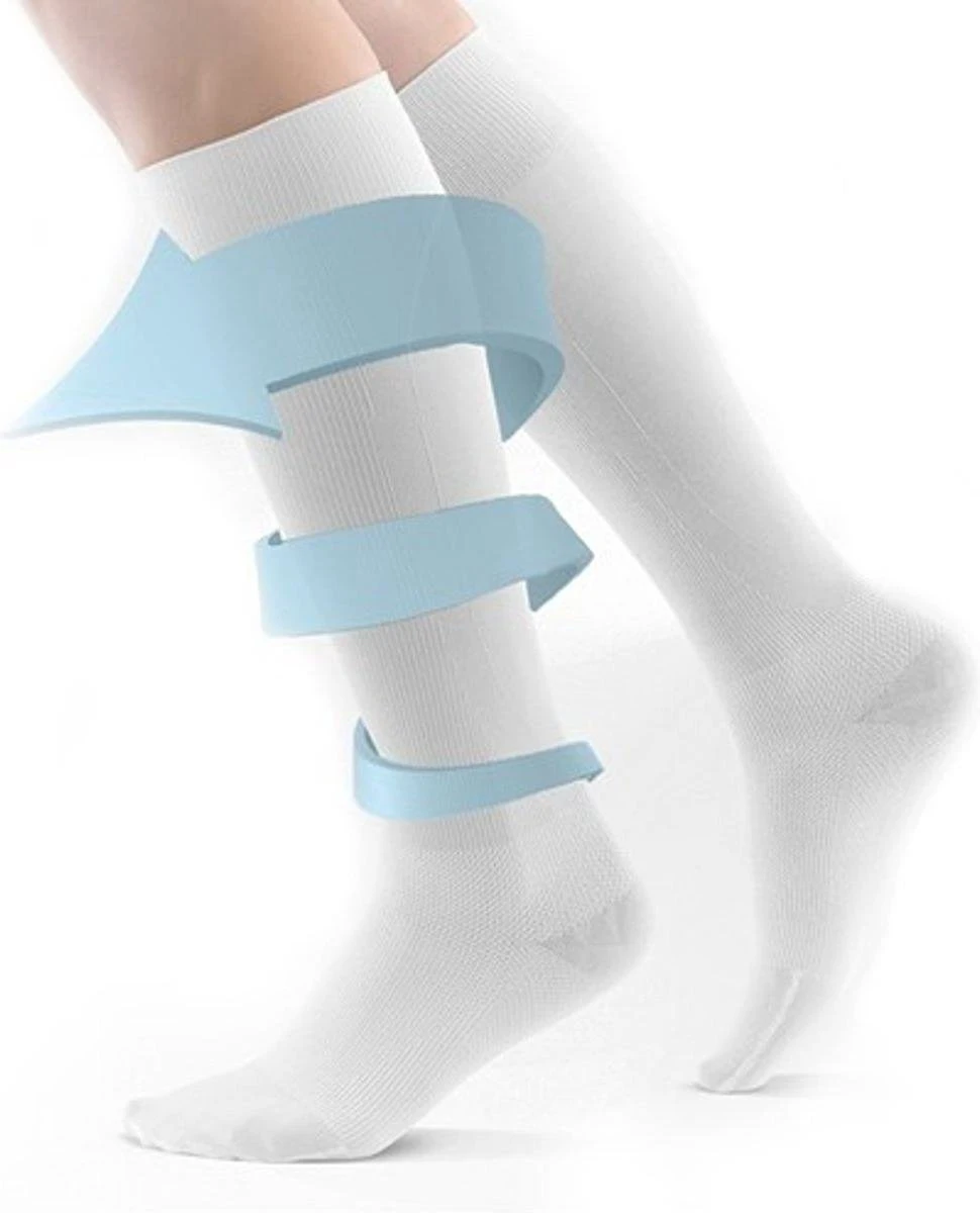 Duopack Compressiekousen / Steunkousen - Elastische Hardloop / Sport / Vliegtuig Compressie Sokken - Running Travel Sock - Reissokken / Reis Kousen - Heren/Dames 2 Paar - Maat 36-40 - Wit 4 Duopack Compressiekousen / Steunkousen - Elastische Hardloop / Sport / Vliegtuig Compressie Sokken - Running Travel Sock - Reissokken / Reis Kousen - Heren/Dames 2 Paar - Maat 36-40 - Wit - Afbeelding 2