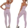 Peachy® Sportlegging Dames Met Top - Sportkleding - Sportbroek - Sportshirt - Fitness Set - Scrunch Butt - Dames Legging - Fashion Legging - Broeken - Sport Set - Fitness Wear - Lichtpaars - Maat L - High Waist -Merkloos Winkel 976x1200 8