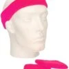 Merkloos Setje Fuchsia Zweetbandjes - Fuchsia Sportdag Set Pols En Hoofd Zweetbandjes