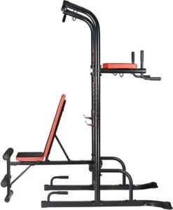 Fitness Trainer - Pull Up Toren - Dip Station – Push Up Bar - Dip Rack Halterbank Inc. 50 Kg GEWICHTEN + Sportbank Fitnessbank + Halterschijven + 3 Halterstangen - Multifunctioneel - Volledig Instelbaar - Opklapbaar -Merkloos Winkel 990x1200 12